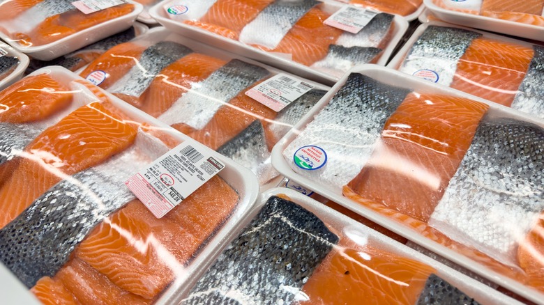 salmon in styrofoam trays costco