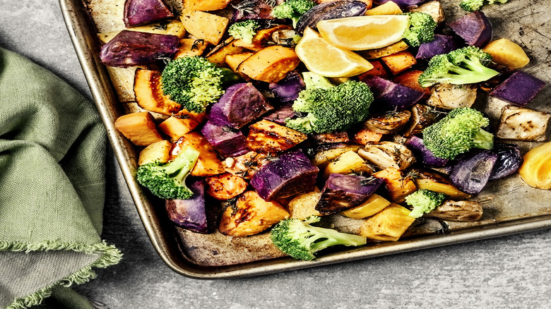 Roasted sweet potatoes make a great baked salad additon