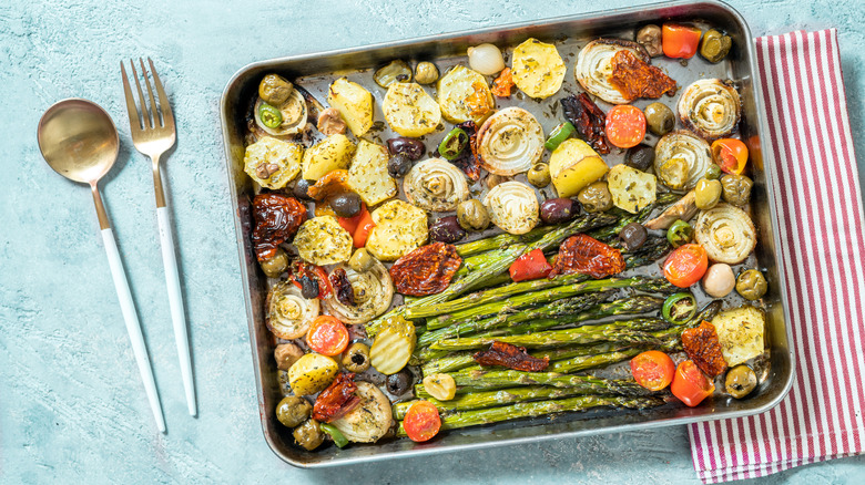 A roasted vegetable medley fresh out the oven