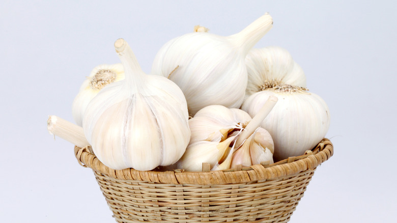 Heads of garlic in a basket