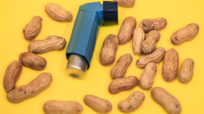 Peanuts and inhaler for allergies