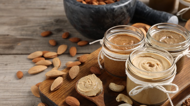 Jars of cashew and almond butters