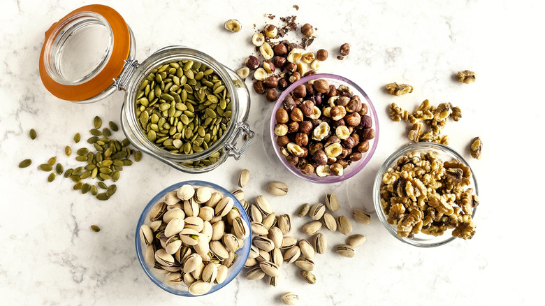 Jars of nuts and seeds