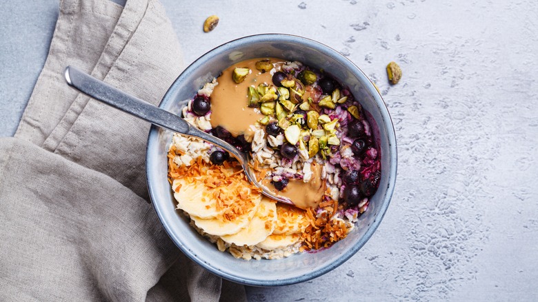 Fancy bowl of oatmeal with toppings