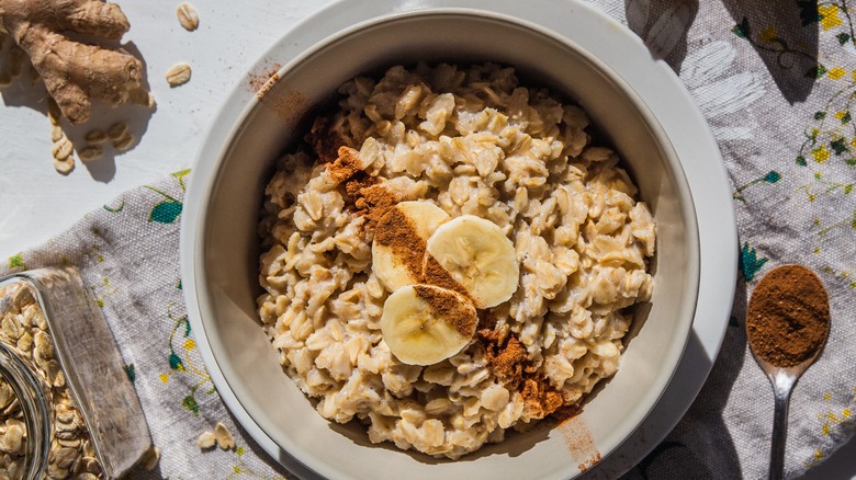 Spiced oatmeal in bowl