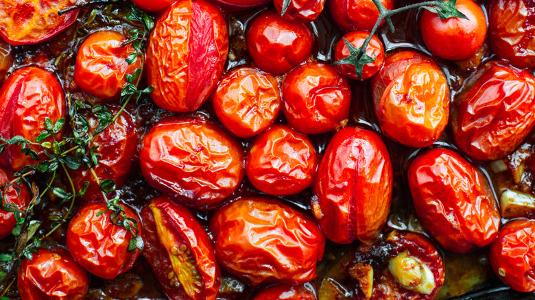 roasted tomatoes on tray