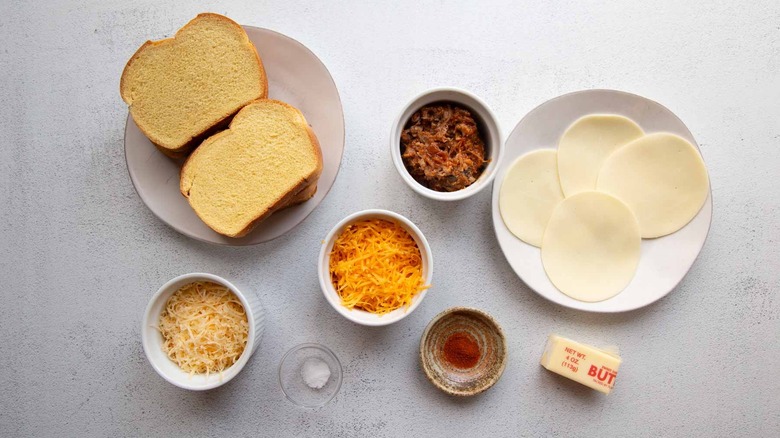 bread, cheese, and other grilled cheese ingredients