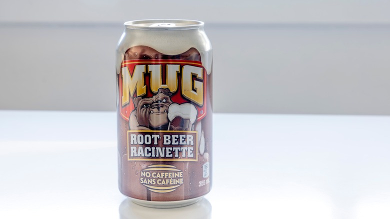 A can of Mug Root Beer on a table