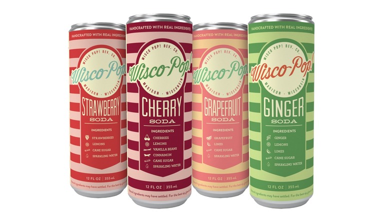 All four Wisco Pop! cans on a white background