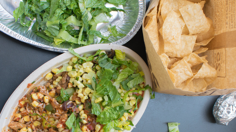 burrito bowl and chips