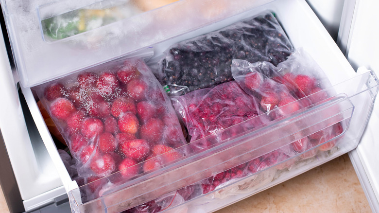 frozen berries in zipper bags