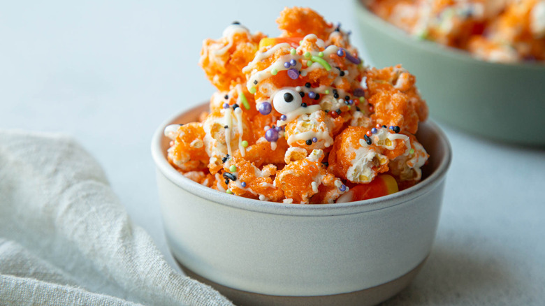 bowl of Halloween popcorn