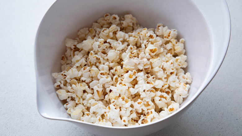 popcorn in a white bowl