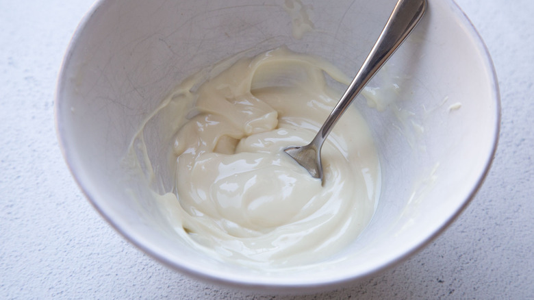 melted white chocolate in a bowl