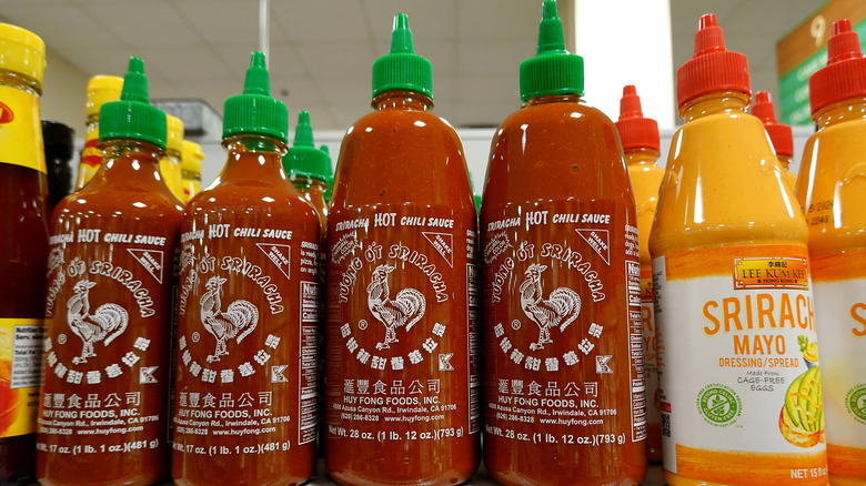 Sriracha bottles