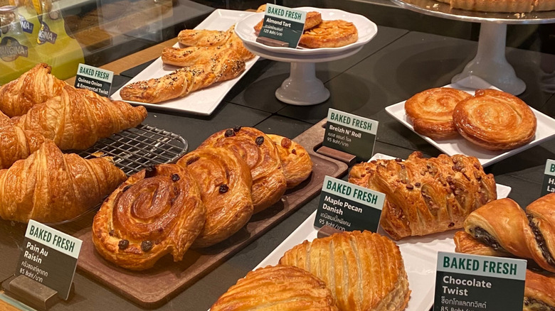 The Starbucks bakery items on display