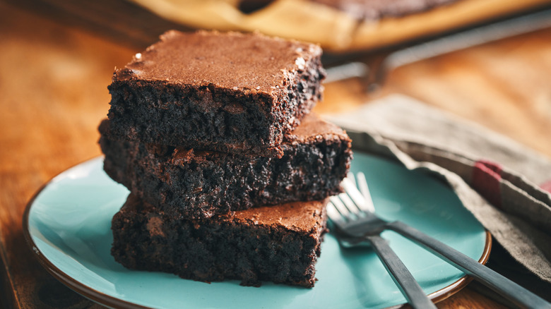 fudge brownies on plate