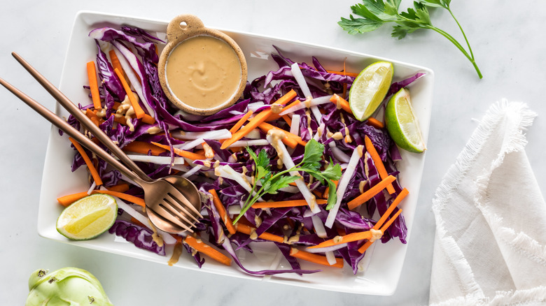 Thai salad with peanut butter dressing