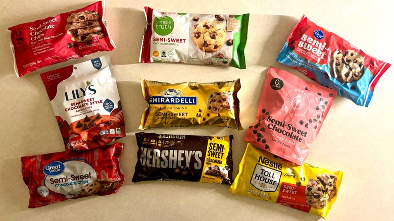 chocolate chip packages on counter