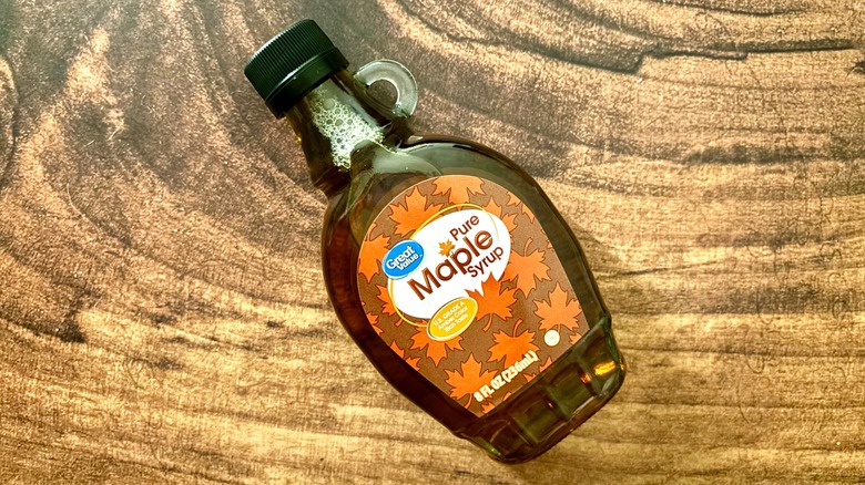 Bottle of Great Value Grade A Pure Maple Syrup