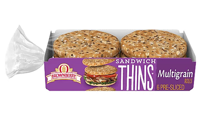 Package of Brownberry's Multigrain Sandwich Thins Rolls