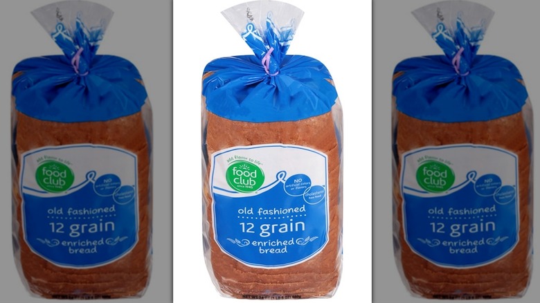 Package of Food Club Old Fashioned Enriched 12 Grain Bread