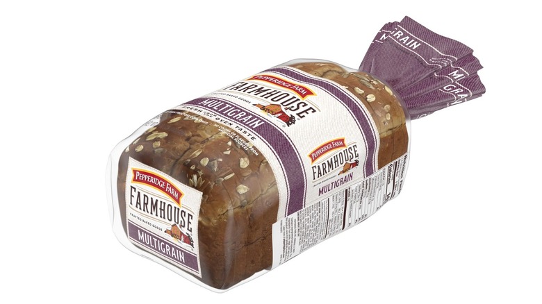 Package of Pepperidge Farm Farmhouse Multigrain bread in package