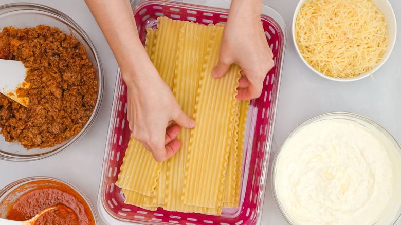 Lasagna ingredients laid out