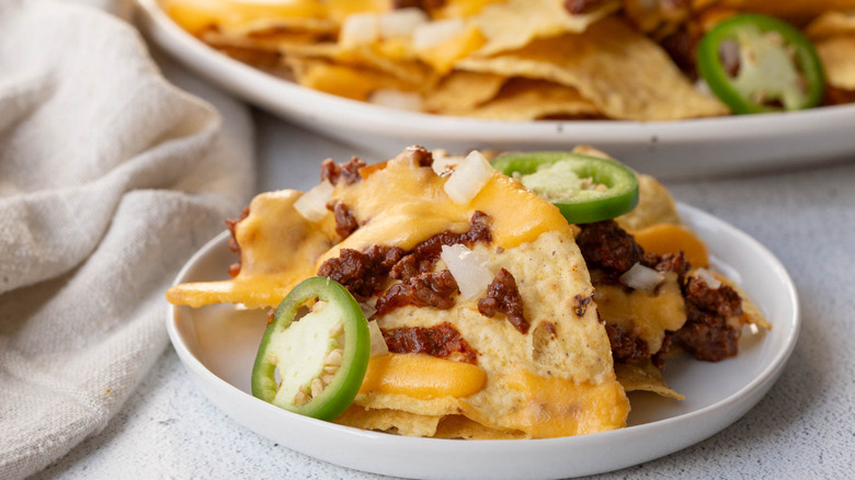 sloppy joe nachos on plate