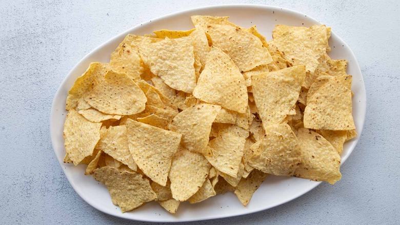 tortilla chips on platter