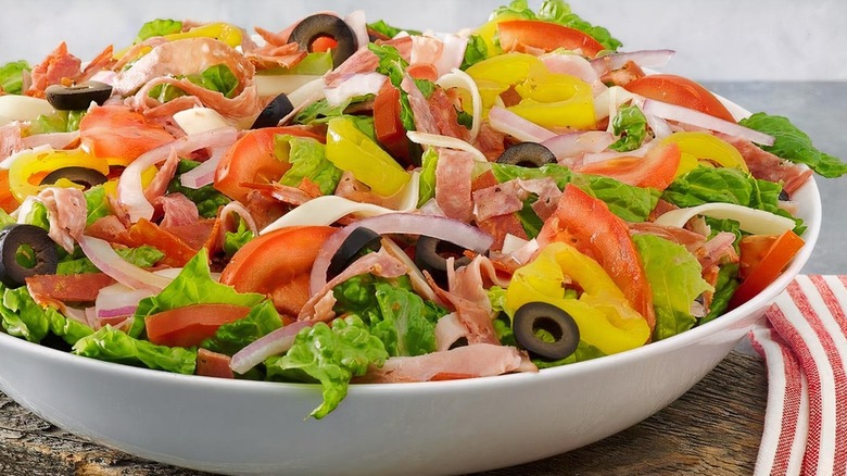 Quiznos Classic Italian Salad in white bowl