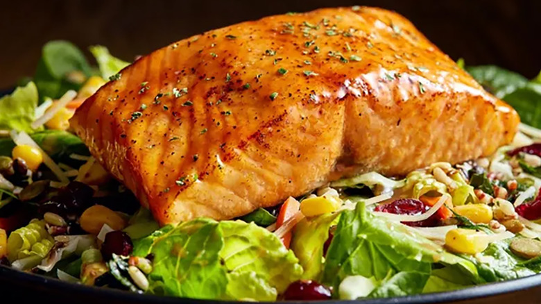 Glazed salmon salad at Ruby Tuesday