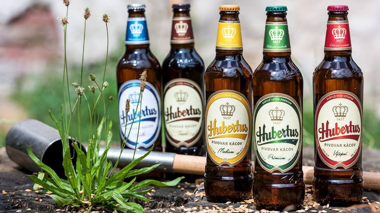 bottles of Pivovar Hubertus beer