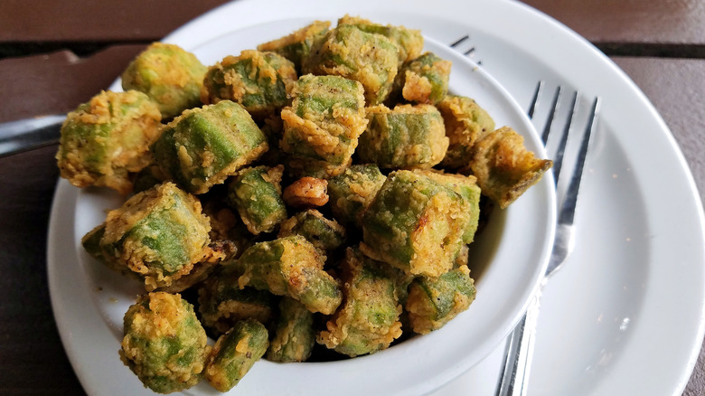 A bowl full of fried okra