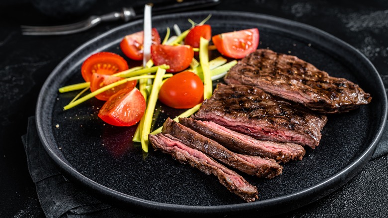 grilled skirt steak with vegetables