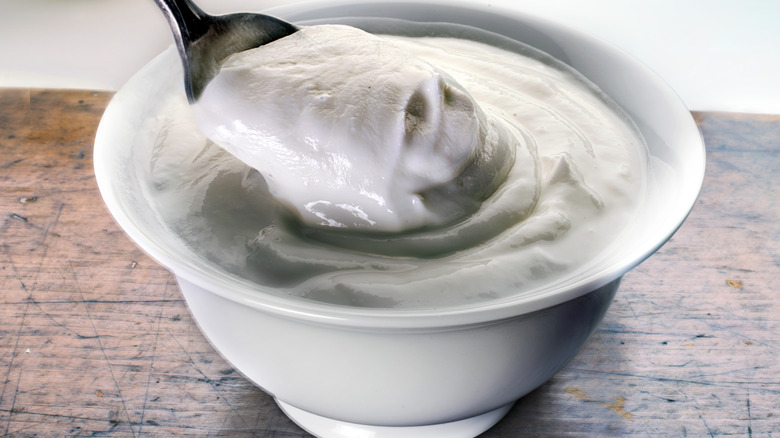 Yogurt in a white bowl