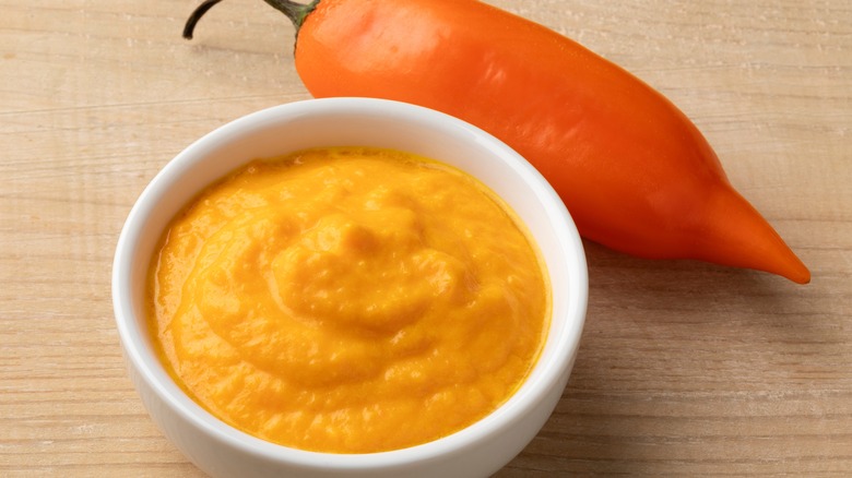 Aji Amarillo is a regional sweet pepper which serves ad the base for Aji de Gallina