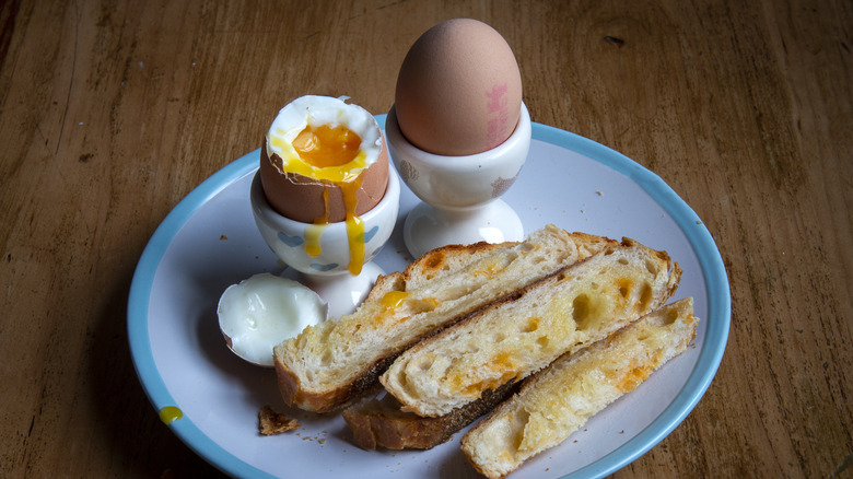 Soft cooked egg in a cup