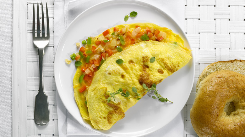 Omelet on white plate