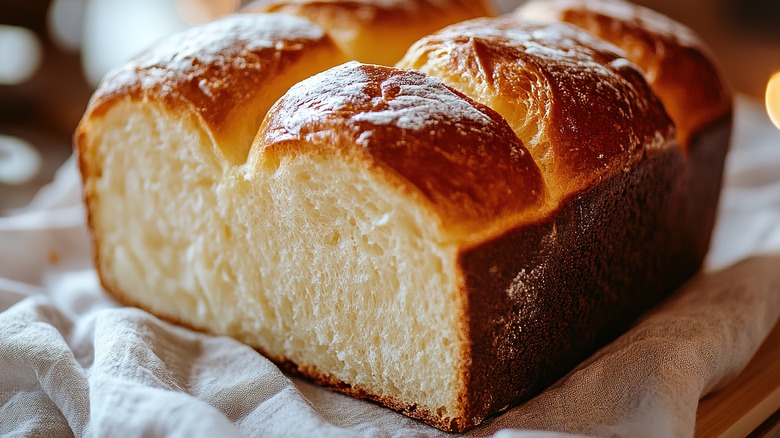 Cut brioche bread loaf