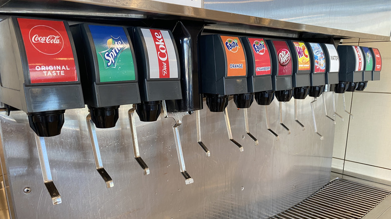 coca-cola fountain dispenser in a fast food restaurant