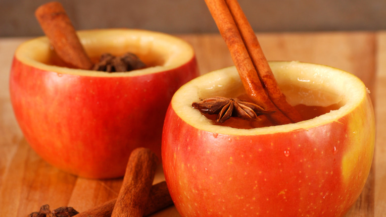 hollowed out apples with cider