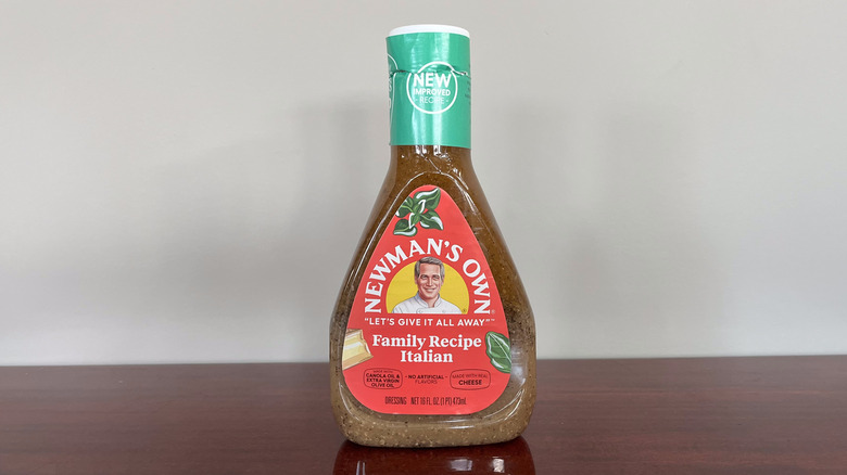 A bottle of Newman's Own Italian dressing