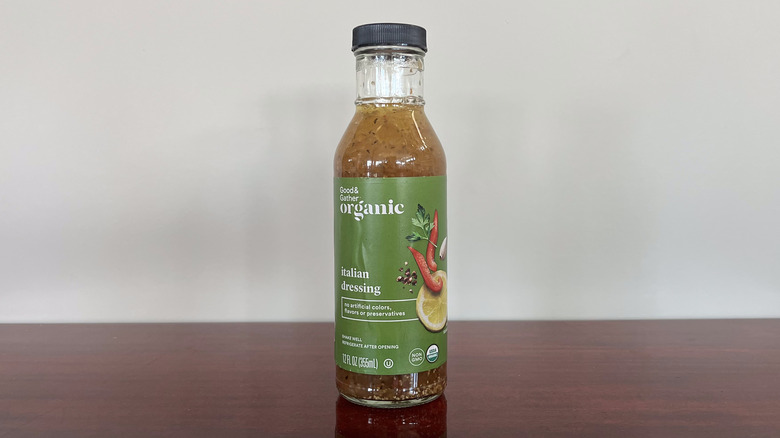 A bottle of Good & Gather organic Italian dressing