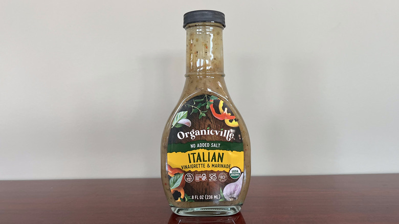 A bottle of Organicville Italian dressing