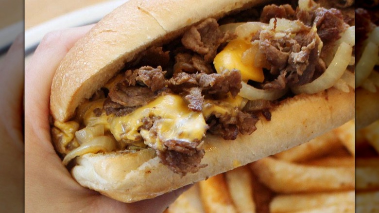 IHOP Philly Cheese Steak Stacker on plate