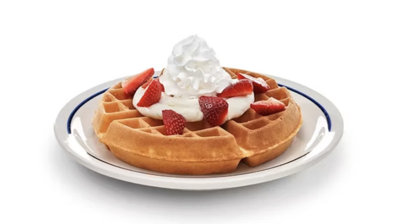 IHOP Strawberry Cheesecake Waffle on plate