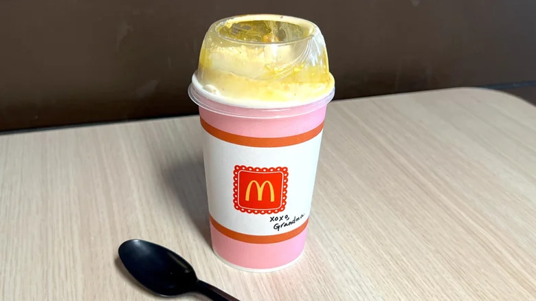 McDonald's Grandma McFlurry with a lid and spoon