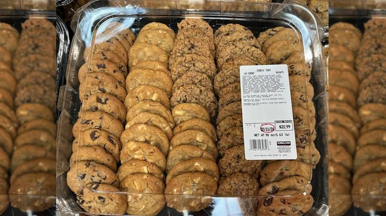 Large Costco assorted cookies tray on store shelf