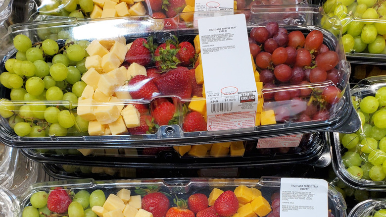 Costco party platters with fruit and cheese